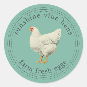 Farm Fresh Eggs Vintage Hen Egg Carton Green Classic Round Sticker