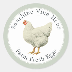 Farm Fresh Eggs Vintage Hen Egg Carton Green Classic Round Sticker
