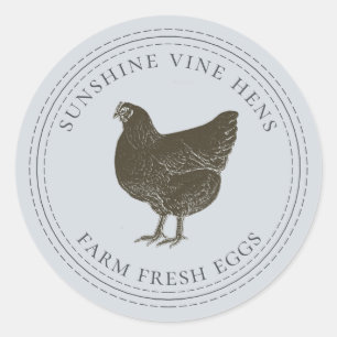 Farm Fresh Eggs Vintage Hen Egg Carton Pastel Blue Classic Round Sticker