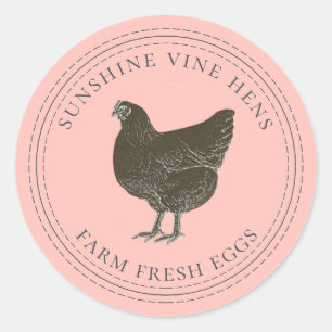 Farm Fresh Eggs Vintage Hen Egg Carton Pink Classic Round Sticker