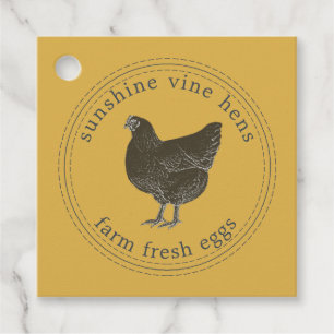 Farm Fresh Eggs Vintage Hen Egg Carton Yellow Favour Tags