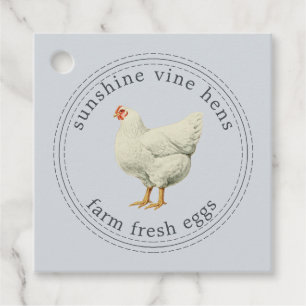 Farm Fresh Eggs Vintage Hen Modern Egg Carton Blue Favour Tags