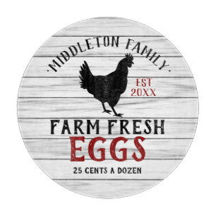 Farm Fresh Eggs - White Wood Cutting Board