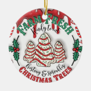 "Farm Fresh Frosted Christmas Trees Ornament" Ceramic Tree Decoration