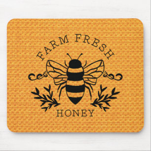Farm Fresh Honey Bee Botanical Vintage Design Mouse Mat