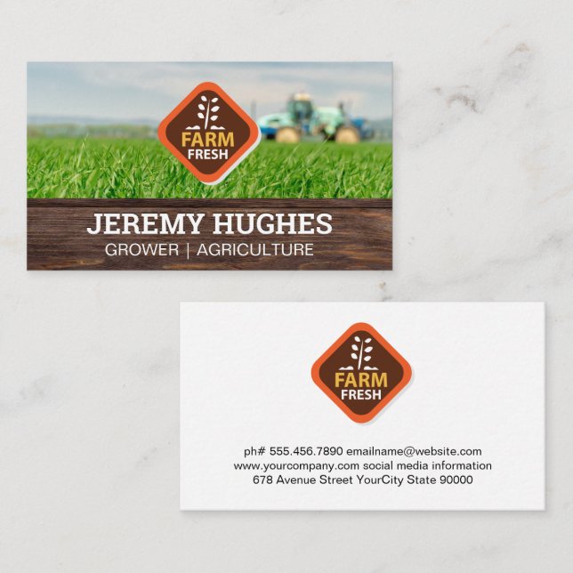 Farm Fresh Logo | Farmland Tractor Business Card (Front/Back)