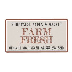 FARM FRESH MARKET LABEL Ivory and Terracotta
