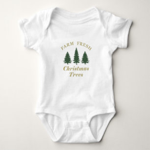 Farm fresh merry christmas pine trees baby bodysuit