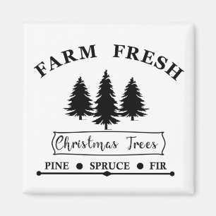 Farm fresh Merry Christmas pine trees Magnet