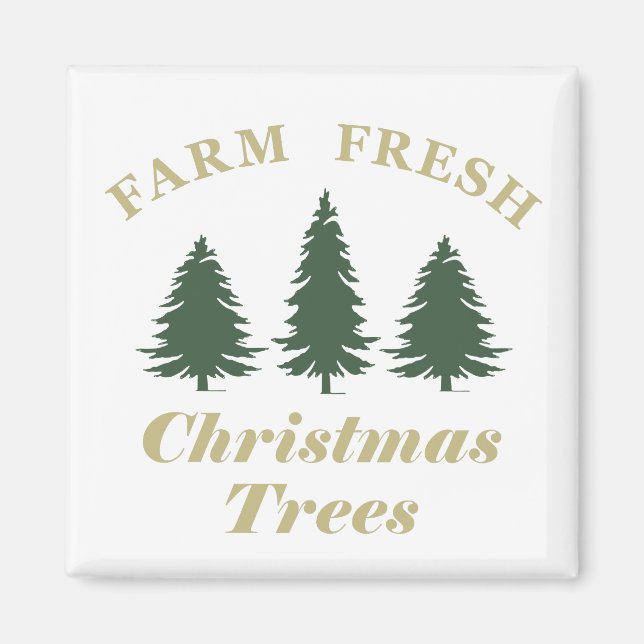 Farm fresh merry christmas pine trees magnet (Front)