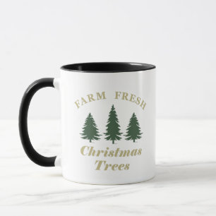 Farm fresh merry christmas pine trees mug