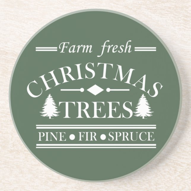 Farm fresh Merry Christmas trees Coaster (Front)