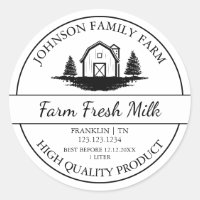 Farm Fresh Milk Barn Label