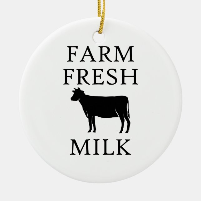 Farm Fresh Milk, Cow Ceramic Tree Decoration (Front)
