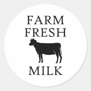 Farm Fresh Milk, Cow Classic Round Sticker