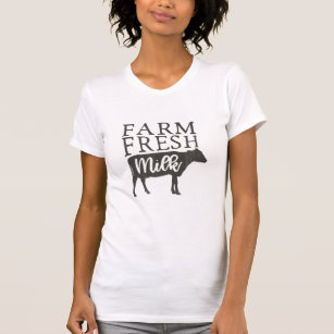 Farm Fresh Milk Cow Rustic Barn Farmhouse Chic T-Shirt