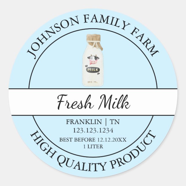Farm Fresh Milk Label (Front)
