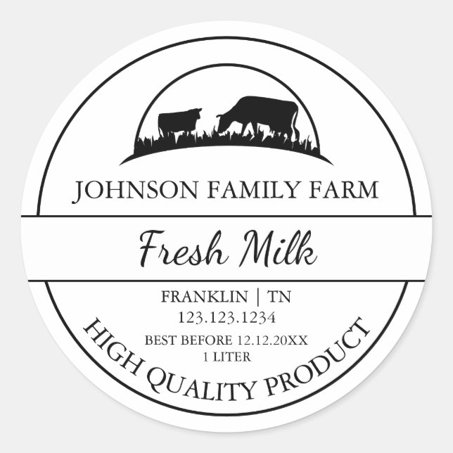 Farm Fresh Milk Label (Front)