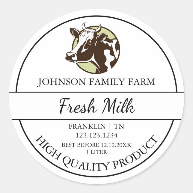 Farm Fresh Milk Label (Front)