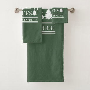 Farm Fresh Modern Christmas Pine Trees Bath Towel Set