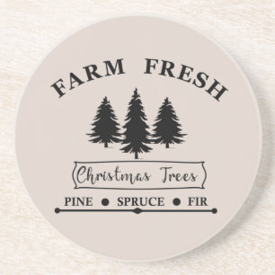 Farm Fresh Modern Christmas Pine trees Coaster