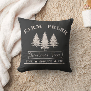 Farm Fresh Modern Christmas Pine trees Cushion