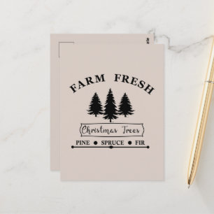 Farm Fresh Modern Christmas Pine trees Postcard