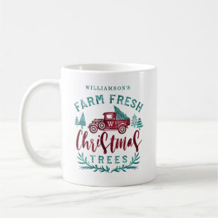 Farm Fresh Old Red Truck Christmas Tree Delivery Coffee Mug