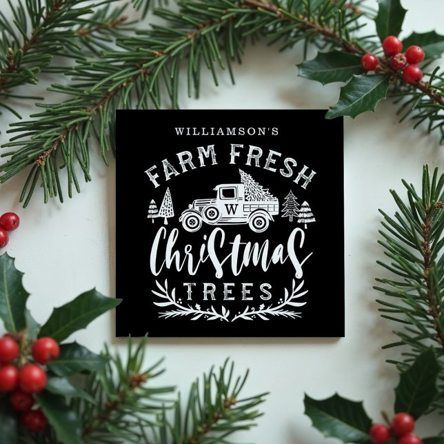 Farm Fresh Old Truck Christmas Tree Delivery Black Magnet (Farm Fresh Old Truck Christmas Tree Delivery Black Magnet)