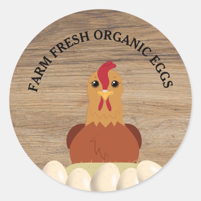 Farm Fresh Organic Eggs  Classic Round Sticker (Front)