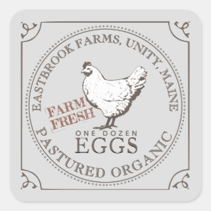 FARM FRESH PASTURED EGGS LABEL Egg Carton Grey