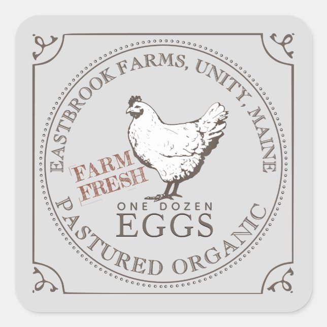 FARM FRESH PASTURED EGGS LABEL Egg Carton Grey (Front)
