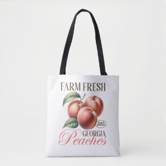 Farm Fresh Peaches Vintage Peach Fruits Design Tote Bag