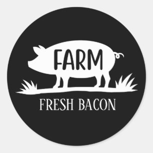 Farm fresh pig bacon add text classic round sticker