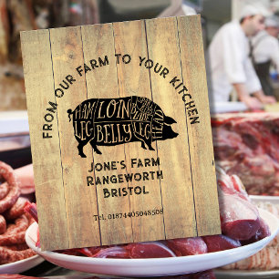 Farm Fresh Pork Sticker – Rustic Pig Logo Label – Pedestal Sign