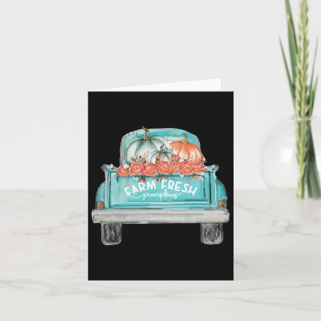 Farm Fresh Pumpkin Cute Truck Happy Autumn Fall Th Card (Front)
