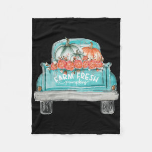 Farm Fresh Pumpkin Cute Truck Happy Autumn Fall Th Fleece Blanket