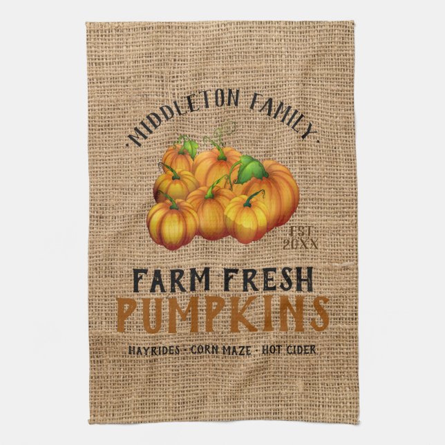 Farm Fresh Pumpkin Tea Towel (Vertical)