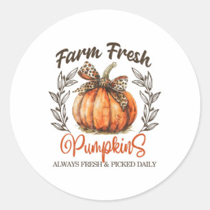 Farm Fresh Pumpkins Coquette Bow Autumn Fall Thank Classic Round Sticker