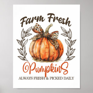 Farm Fresh Pumpkins Coquette Bow Autumn Fall Thank Poster