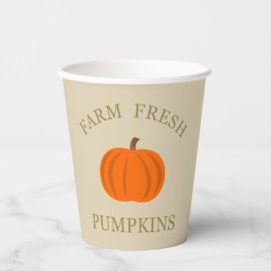 Farm fresh pumpkins fall autumn paper cups