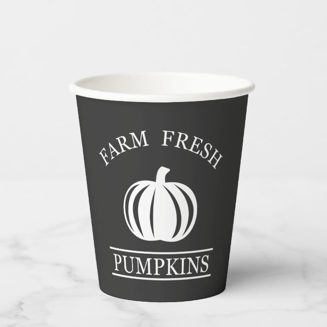 Farm fresh pumpkins fall autumn paper cups (Front)