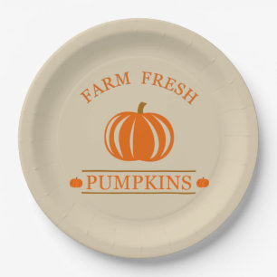 Farm fresh pumpkins fall autumn paper plate