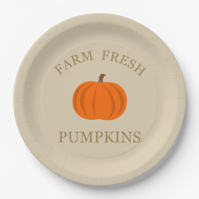 Farm fresh pumpkins fall autumn paper plate (Front)
