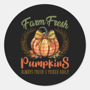 Farm Fresh Pumpkins Fun Autumn Halloween Thanksgiv Classic Round Sticker