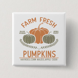 Farm Fresh Pumpkins   Hand Picked 15 Cm Square Badge