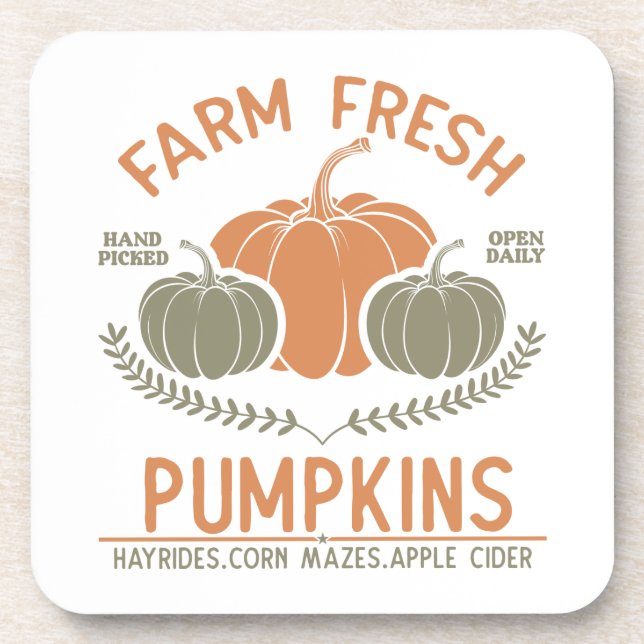 Farm Fresh Pumpkins | Hand Picked Coaster (Front)