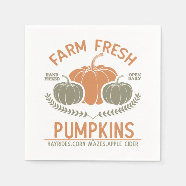 Farm Fresh Pumpkins | Hand Picked Napkin (Front)