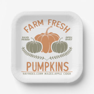 Farm Fresh Pumpkins   Hand Picked Paper Plate