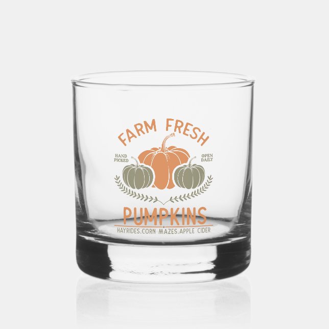 Farm Fresh Pumpkins | Hand Picked Whiskey Glass (Front)
